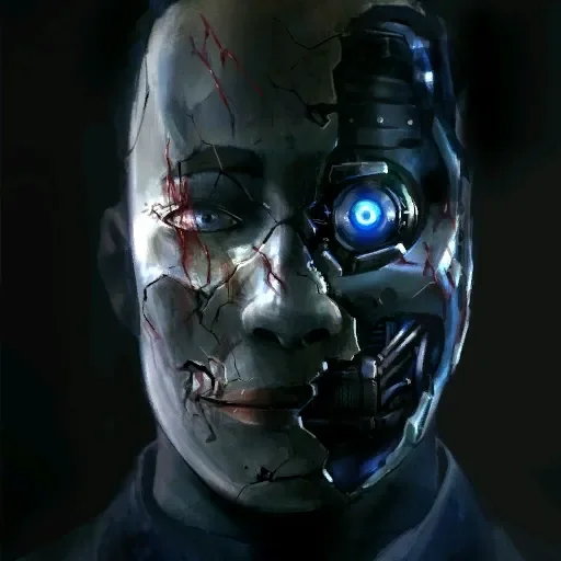 The cracked face of an A.D.A.M. unit, half human and half machine, jumpscare, Alpha Omega, Call of Duty Black Ops 4 Zombies