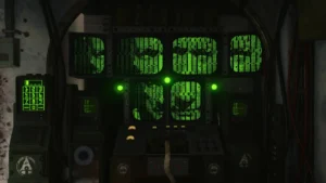 The face of Rushmore drawn in green characters on the screens of his terminal, Alpha Omega, Call of Duty Black Ops 4 Zombies