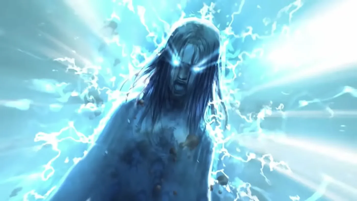 Samantha Maxis glowing with electricity as she destroys Camp Edward, ending cutscene, Alpha Omega, Call of Duty Black Ops 4 Zombies