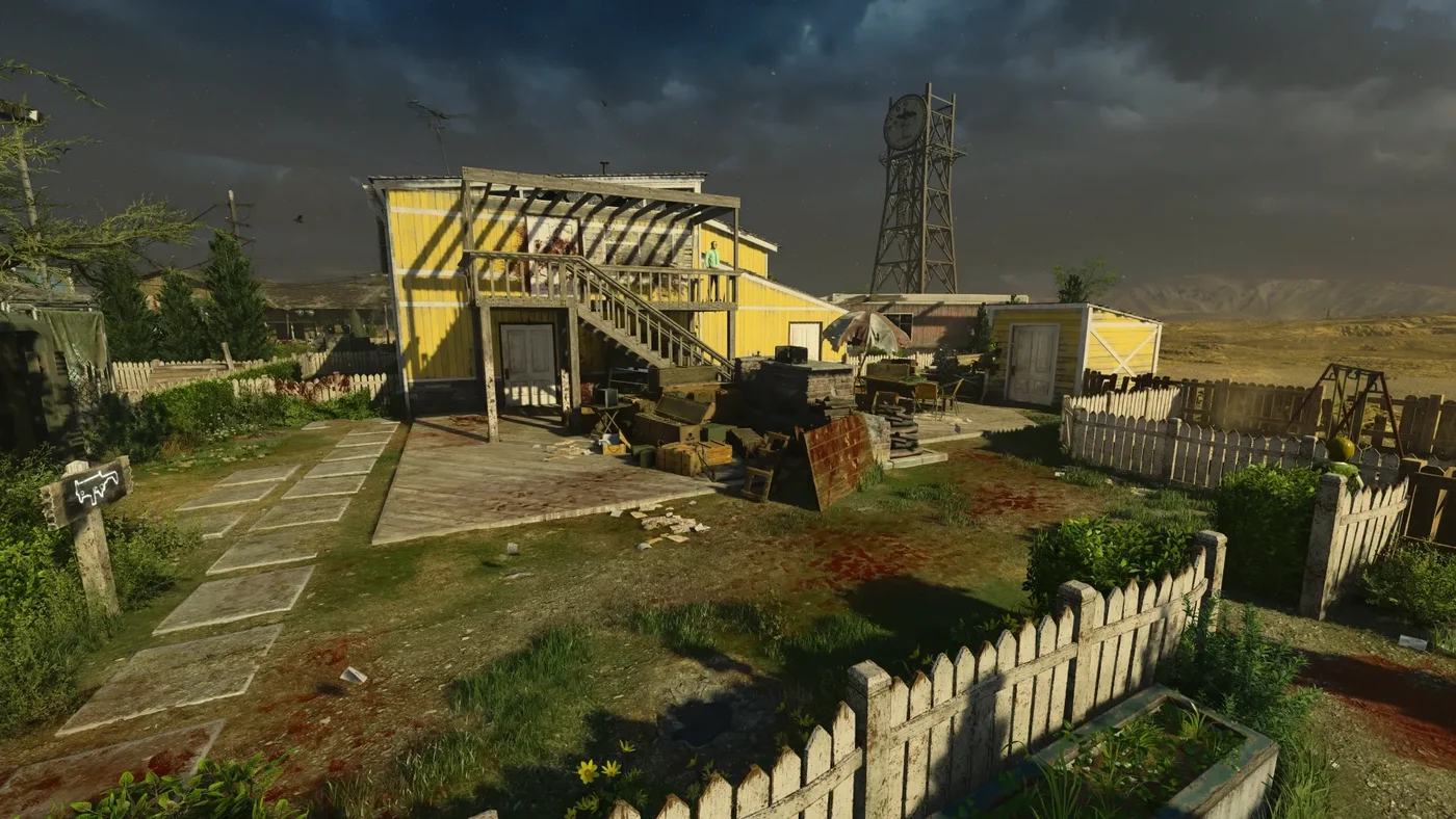 The Yellow House Backyard behind its white fence, Alpha Omega, Call of Duty Black Ops 4 Zombies