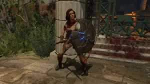 Scarlett Rhodes holding Apollo's Will on her arm, Ancient Evil, Call of Duty Black Ops 4 Zombies