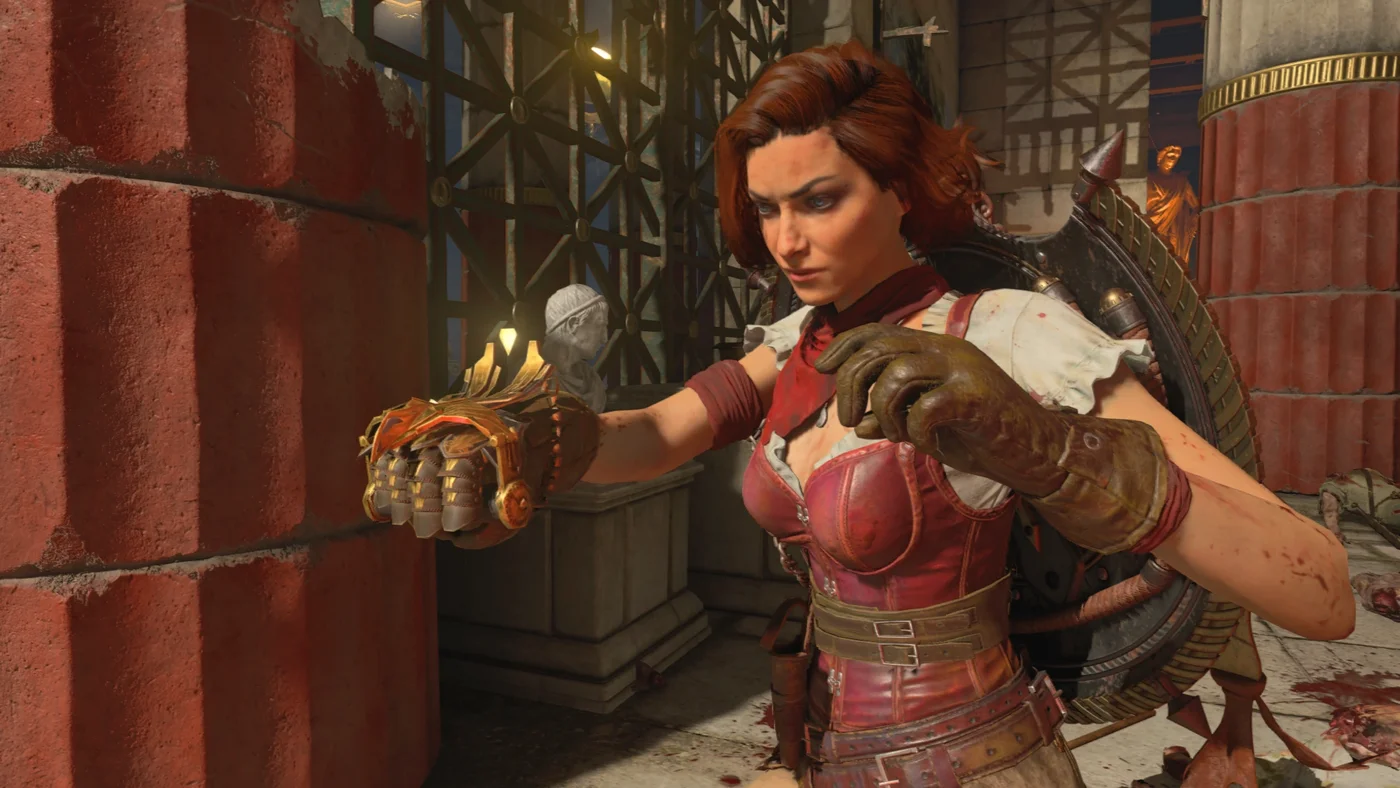 Scarlett Rhodes wearing the Hand of Hemera, Ancient Evil, Call of Duty Black Ops 4 Zombies