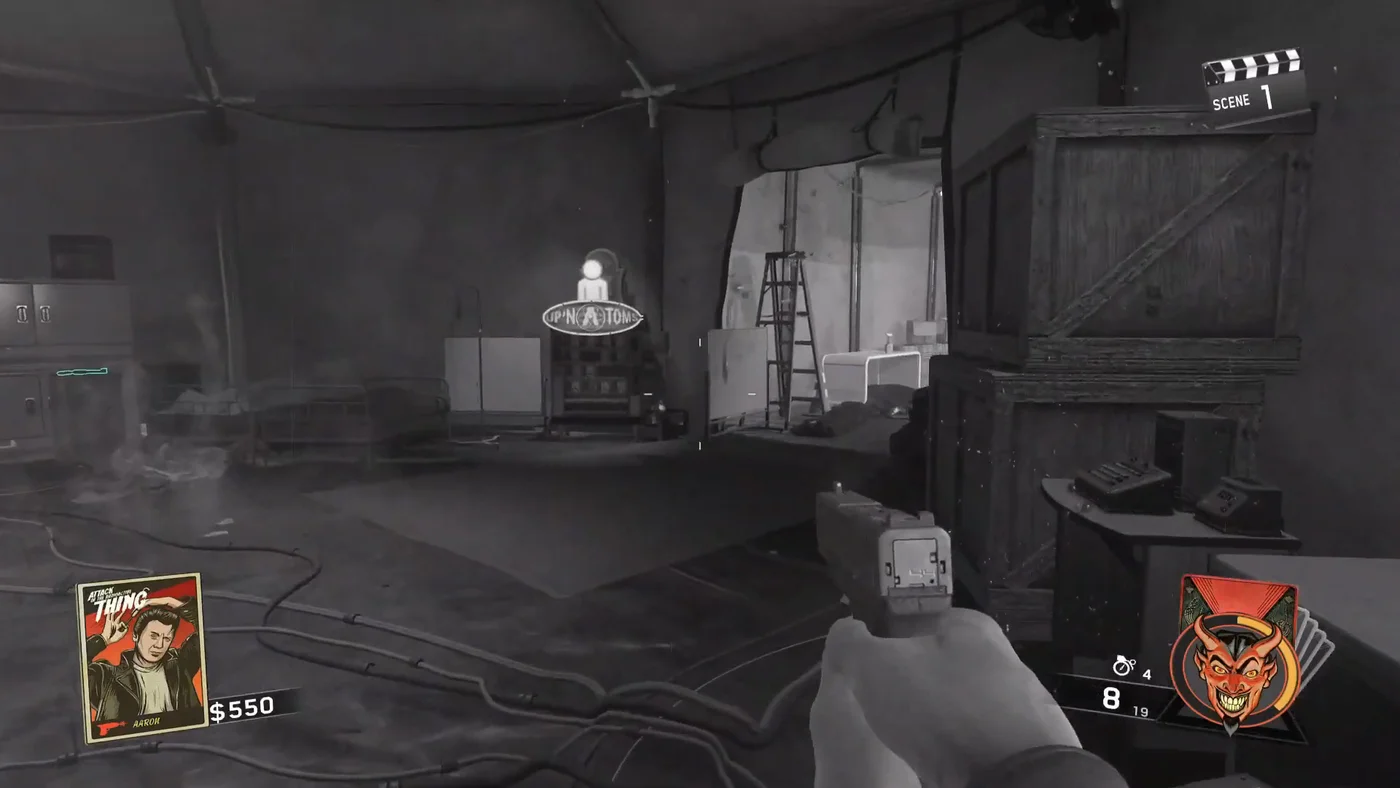 The Up 'N Atoms machine by the hospital beds of the tent, Attack of the Radioactive Thing, Call of Duty Infinite Warfare Zombies