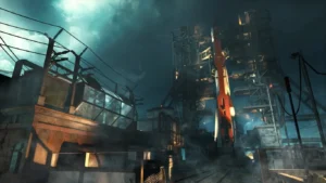 The rocket on its launch pad above the cosmodrome, official Zombies Chronicles image, Ascension, Call of Duty Black Ops III Zombies