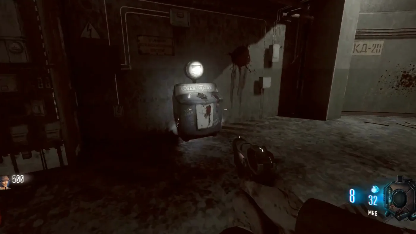 The Quick Revive machine lit in a corner of the centrifuge room before the power, Ascension, Call of Duty Black Ops III Zombies