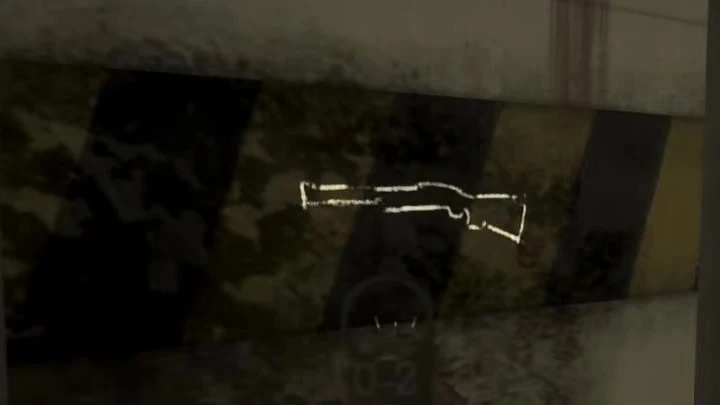 The chalk outline of the Olympia wall buy on the balcony of the centrifuge room in Ascension, Call of Duty Black Ops Zombies