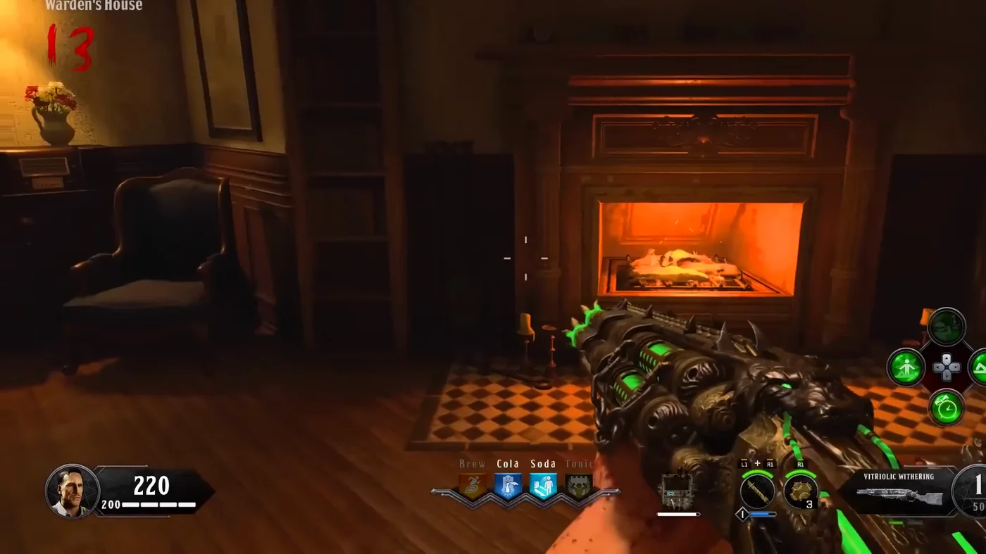 The fireplace of the Warden's House, where the Blundergat is tempered, Blood of the Dead, Call of Duty Black Ops 4 Zombies