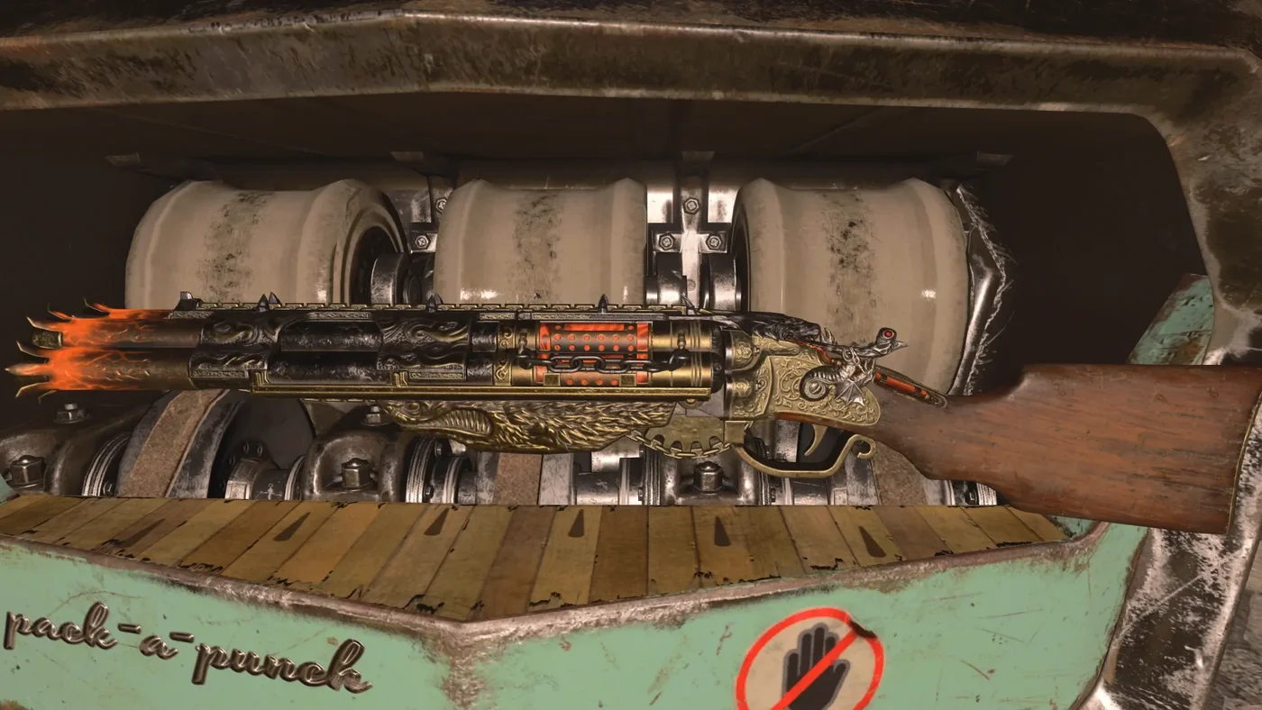 Magmus Operandi, the Pack-a-Punched Magmagat, in the Pack-a-Punch Machine, Blood of the Dead, Call of Duty Black Ops 4 Zombies