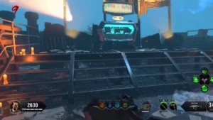 The Pack-a-Punch Machine freed on the Roof of the prison, under its sign, Blood of the Dead, Call of Duty Black Ops 4 Zombies