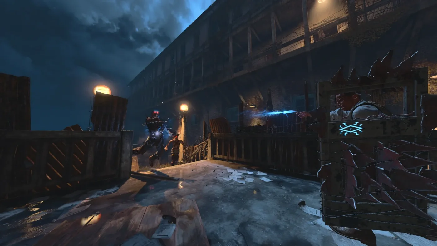 A player draining the souls of zombies with the Warden's Key of the Spectral Shield on the Docks, Blood of the Dead, Call of Duty Black Ops 4 Zombies