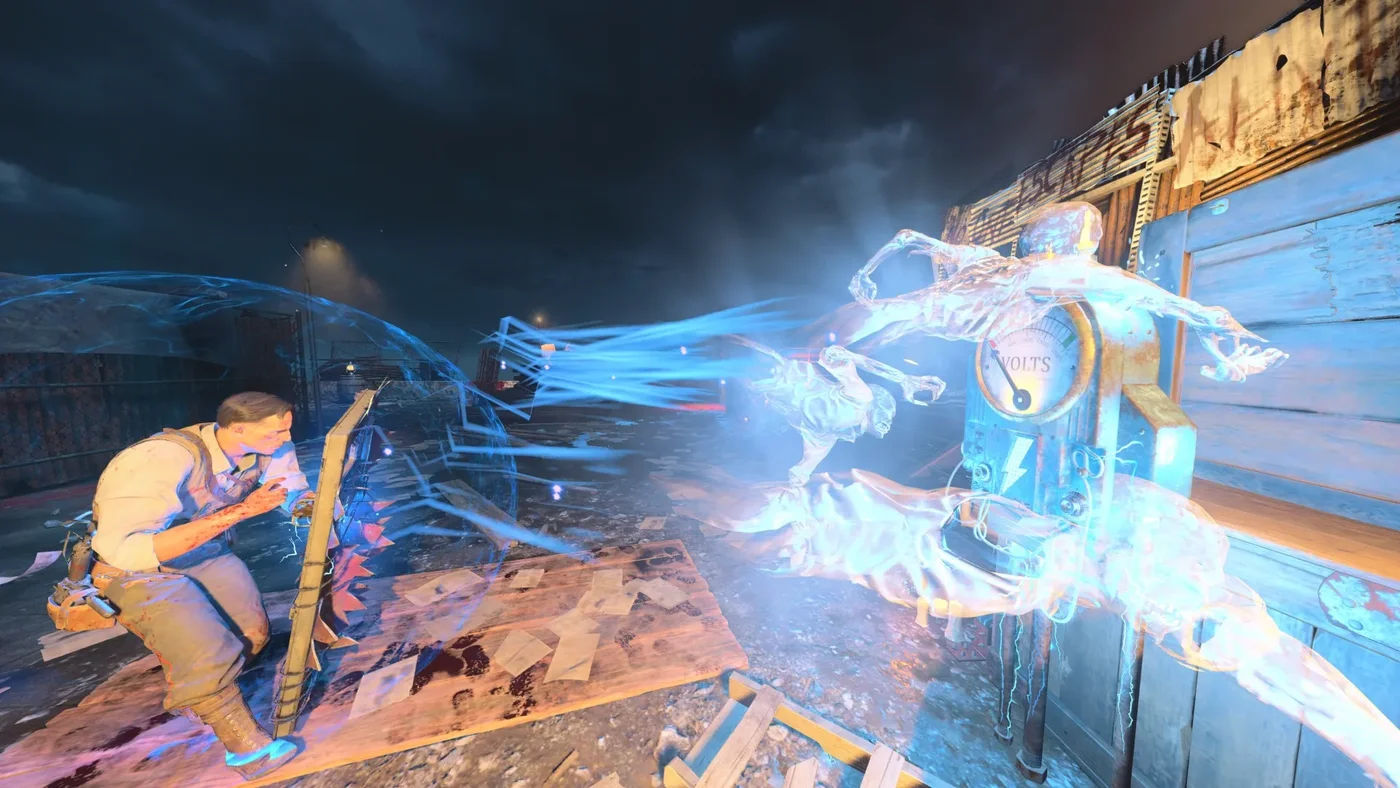 A Spirit Blast of the Spectral Shield hitting a zombie, Blood of the Dead, Call of Duty Black Ops 4 Zombies