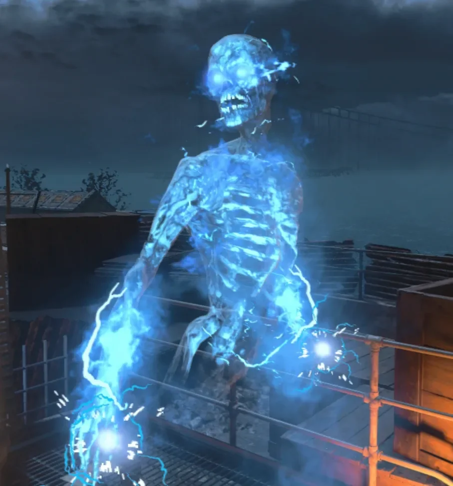 A blue spirit of Alcatraz, freed at the end of the main quest, Blood of the Dead, Call of Duty Black Ops 4 Zombies