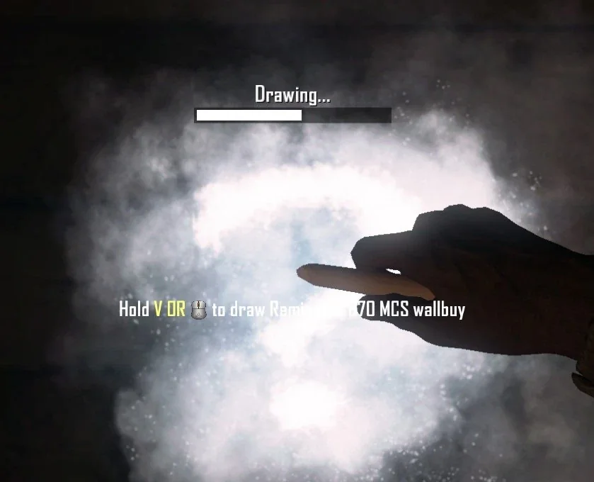 Drawing a chalk weapon on a wall, the Drawing bar filling in Buried, Call of Duty Black Ops II Zombies
