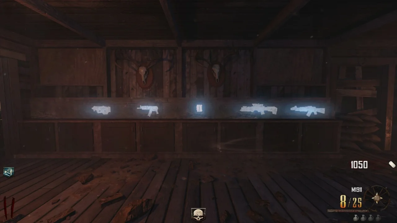 The chalk weapon drawings on the wall of the Gunsmith in Buried, Call of Duty Black Ops II Zombies
