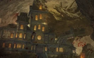 The haunted mansion of Buried, loading screen art, Call of Duty Black Ops II Zombies