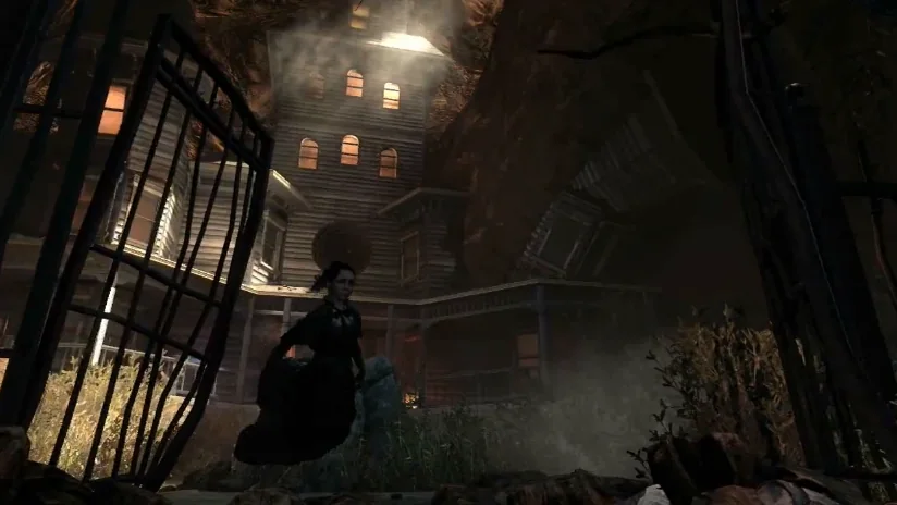 The Ghost floating in front of the mansion in Buried, Call of Duty Black Ops II Zombies