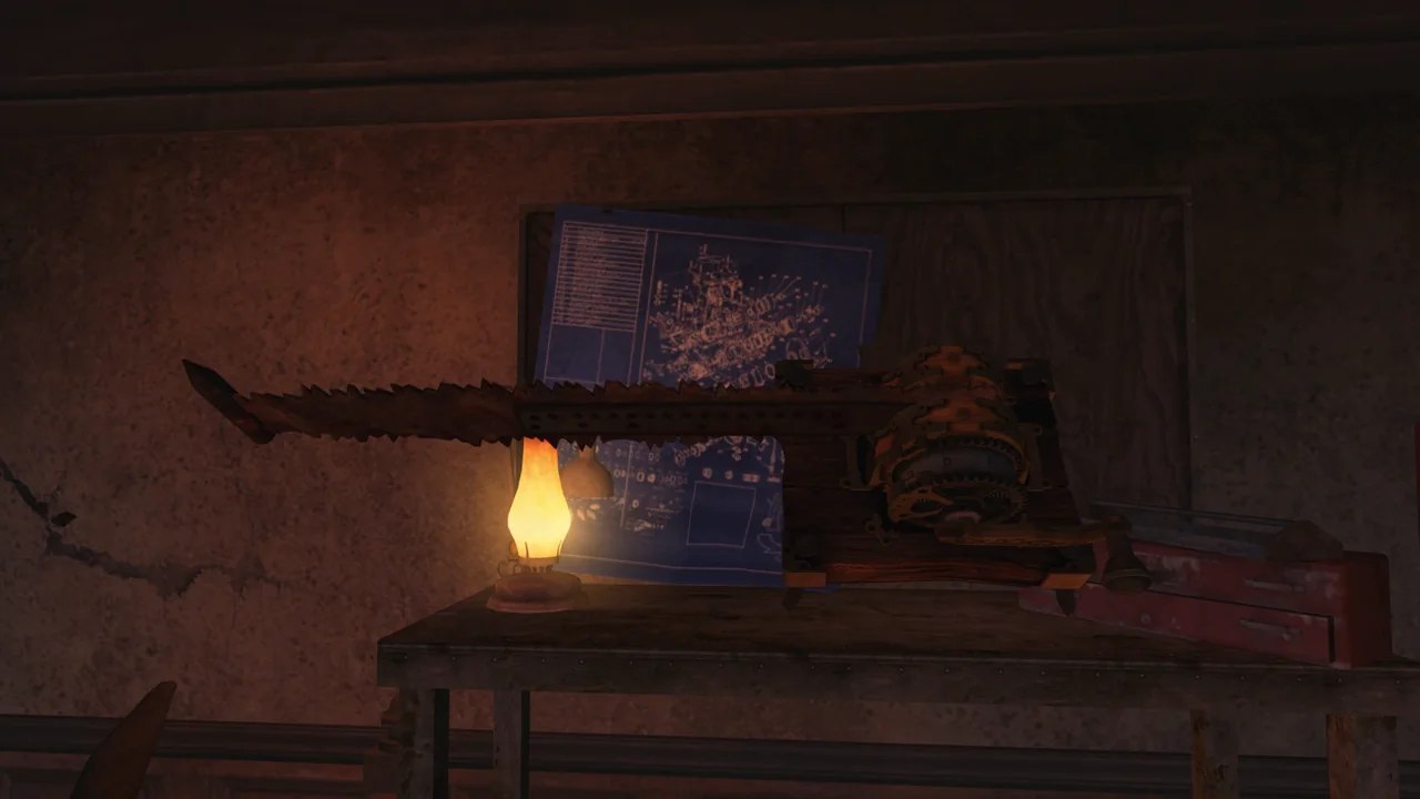 The Head Chopper anchored on a wall in Buried, Call of Duty Black Ops II Zombies