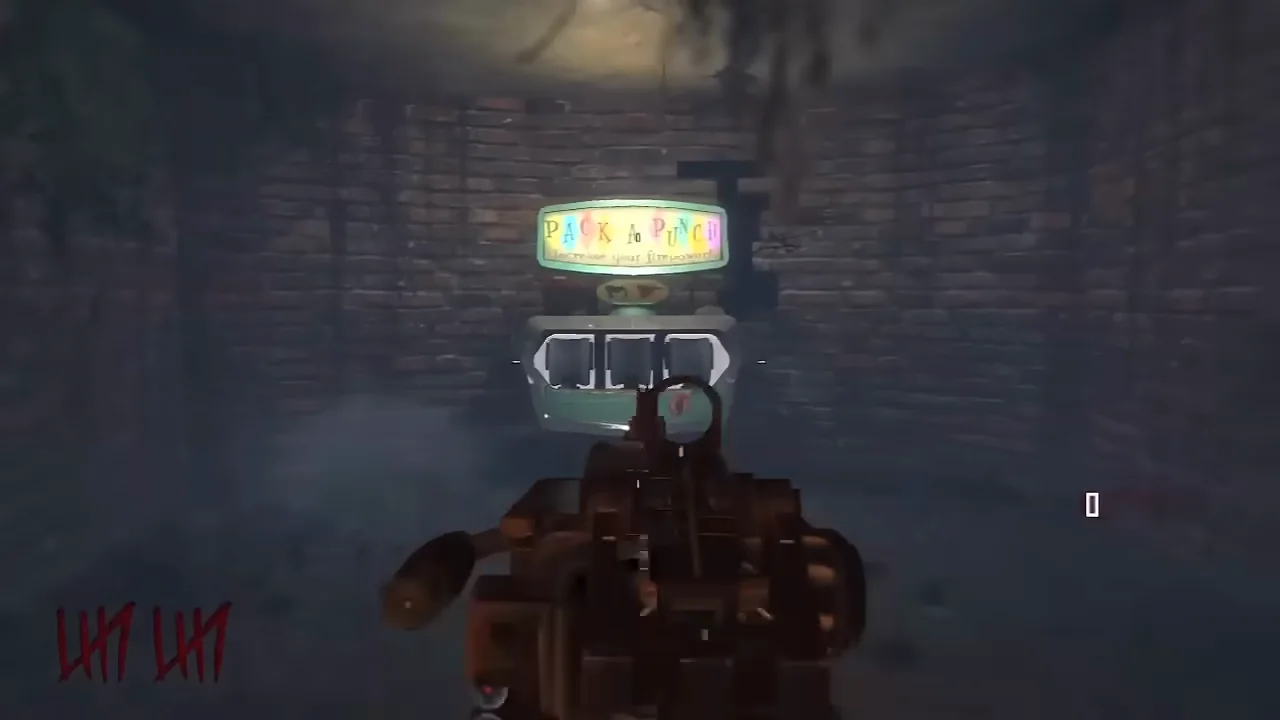 The Pack-a-Punch machine at the top of the spiral staircase in the maze in Buried, Call of Duty Black Ops II Zombies