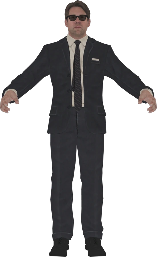 CIA agent in a dark suit and sunglasses, character model, Call of Duty Black Ops II Zombies