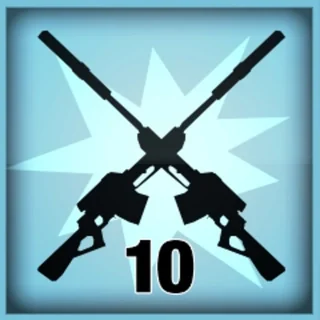 Shooting on Location achievement icon, two crossed sniper rifles and the number 10, Call of Duty Black Ops Zombies