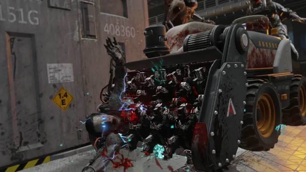 Chompy, the lawnmower of the Cargo deck, covered in blood, Carrier, Call of Duty Advanced Warfare Zombies