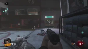 The Hangar during an early round, with the Moon Pool door at the back and an Atlas 45 in hand, Carrier, Call of Duty Advanced Warfare Zombies