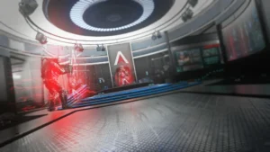 An Atlas Strike Team operative teleporting in under the Atlas logo, Carrier, Call of Duty Advanced Warfare Zombies