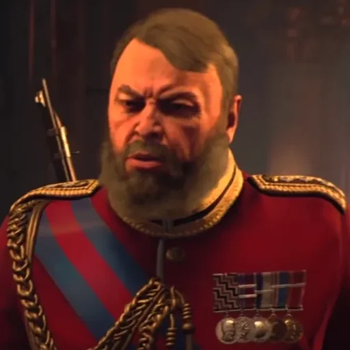 Brigadier General Jonathan Warwick in his red uniform, official portrait, Dead of the Night, Call of Duty Black Ops 4 Zombies