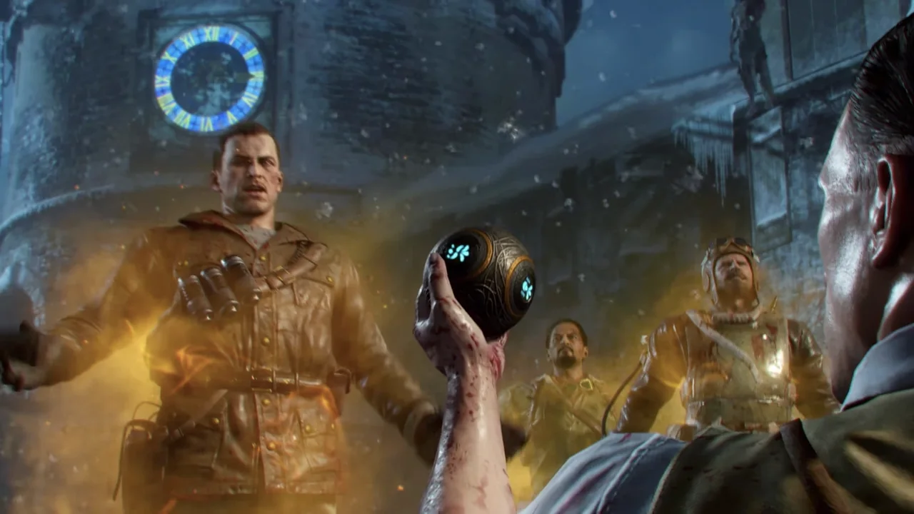 Richtofen holding up the Summoning Key in the ending of My Brother's Keeper, Der Eisendrache, Call of Duty Black Ops III Zombies