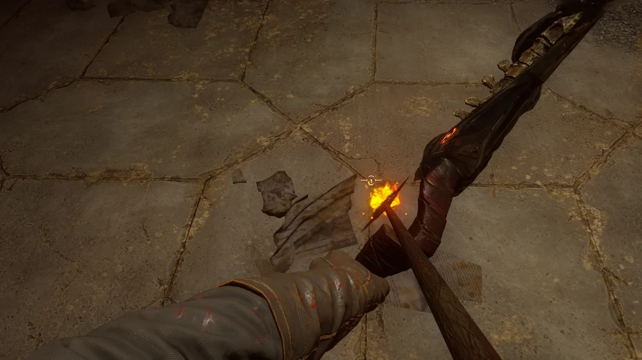 Drawing an arrow with the Wrath of the Ancients, first-person view in Der Eisendrache, Call of Duty Black Ops III Zombies