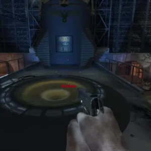 The mainframe pad of Der Riese and the Pack-a-Punch shutter behind it, Call of Duty Black Ops Zombies