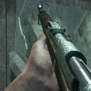 The Armageddon, the Pack-a-Punched Kar98k, held in first person, Call of Duty Black Ops Zombies