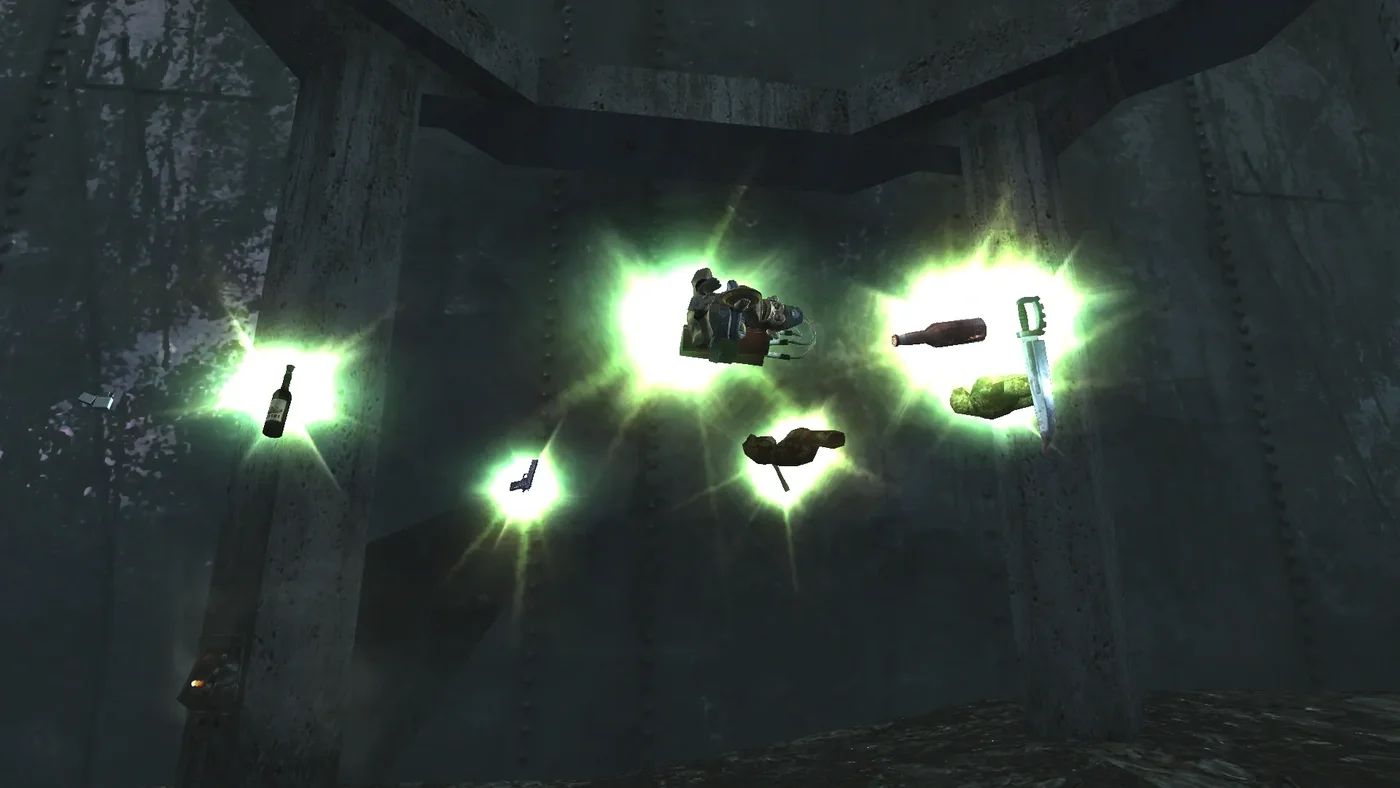The objects of the Fly Trap floating in a ring of green light, Der Riese, Call of Duty World at War Zombies