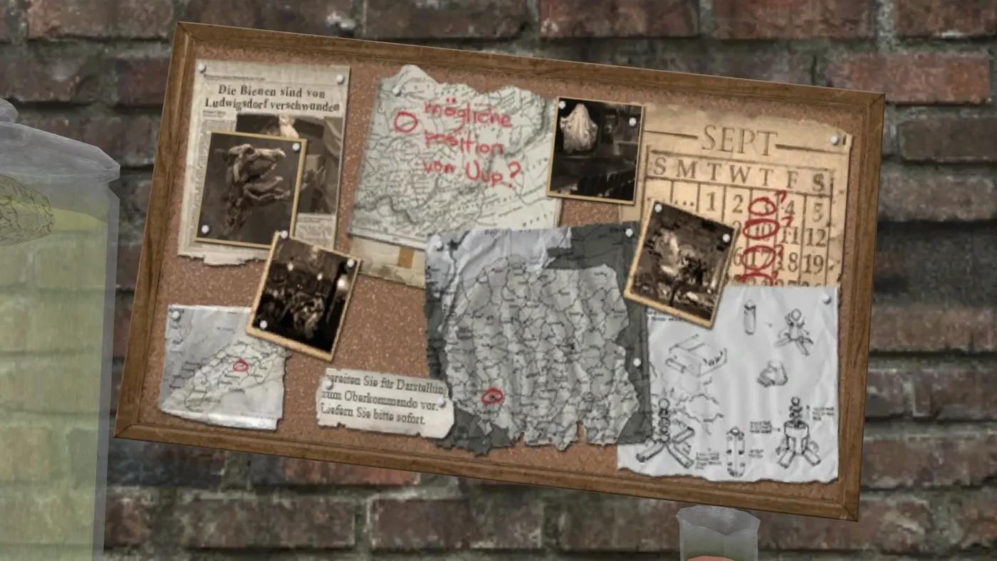 The noticeboard near Teleporter B with a German headline and a theater photo, Der Riese, Call of Duty World at War Zombies