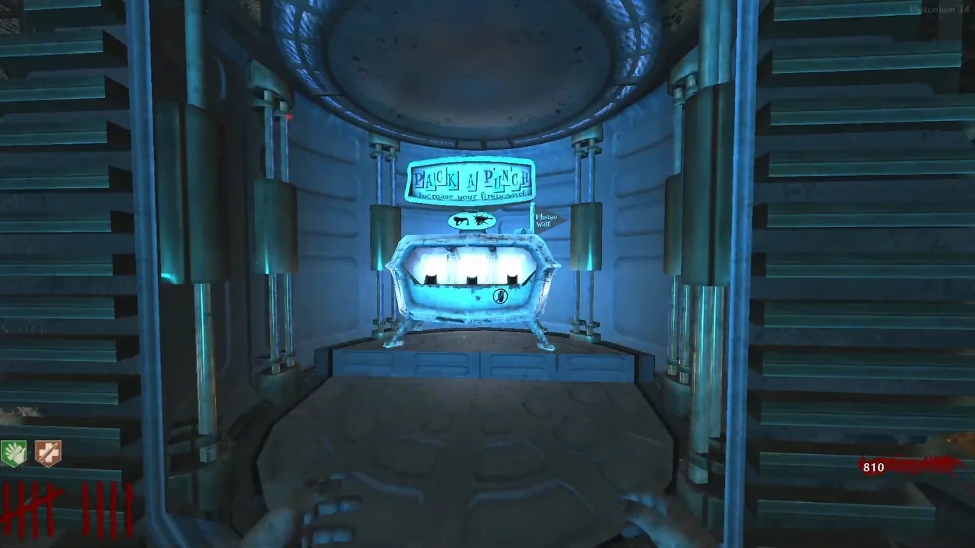 The Pack-a-Punch Machine open on the mainframe platform, Der Riese, Call of Duty World at War Zombies