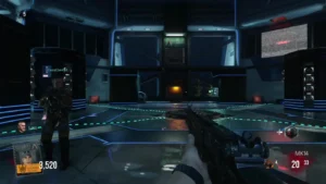Oz's arena during round 5, with its control rooms behind glass, Descent, Call of Duty Advanced Warfare Zombies