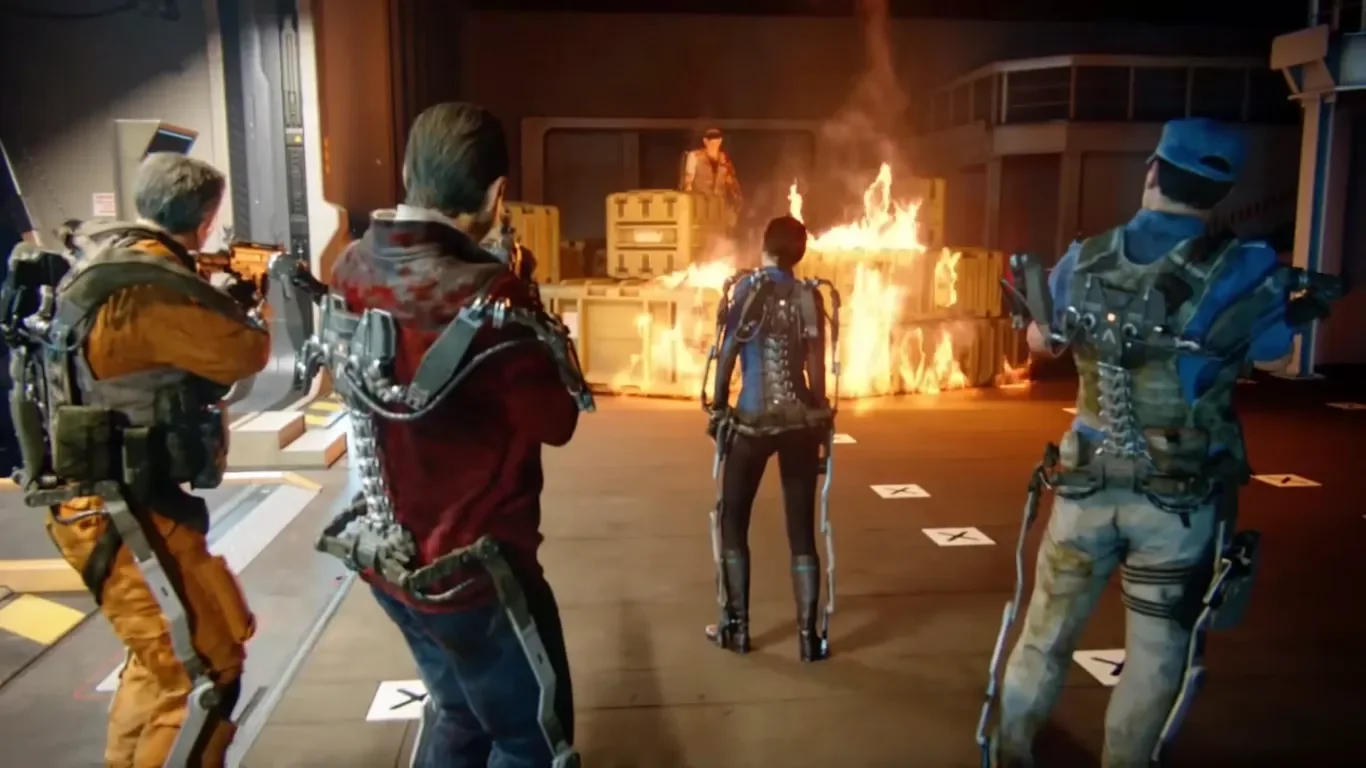 Zombified Oz walking towards the crew on the carrier, intro cinematic, Descent, Call of Duty Advanced Warfare Zombies