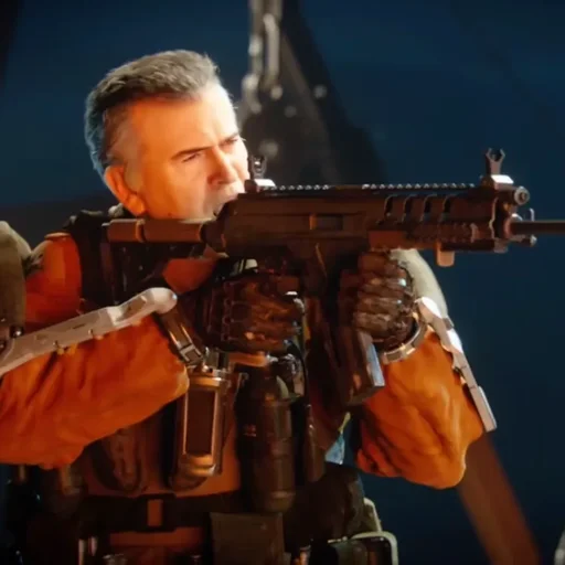 Lennox raising his HBRa3 against Oz, intro cinematic, Descent, Call of Duty Advanced Warfare Zombies