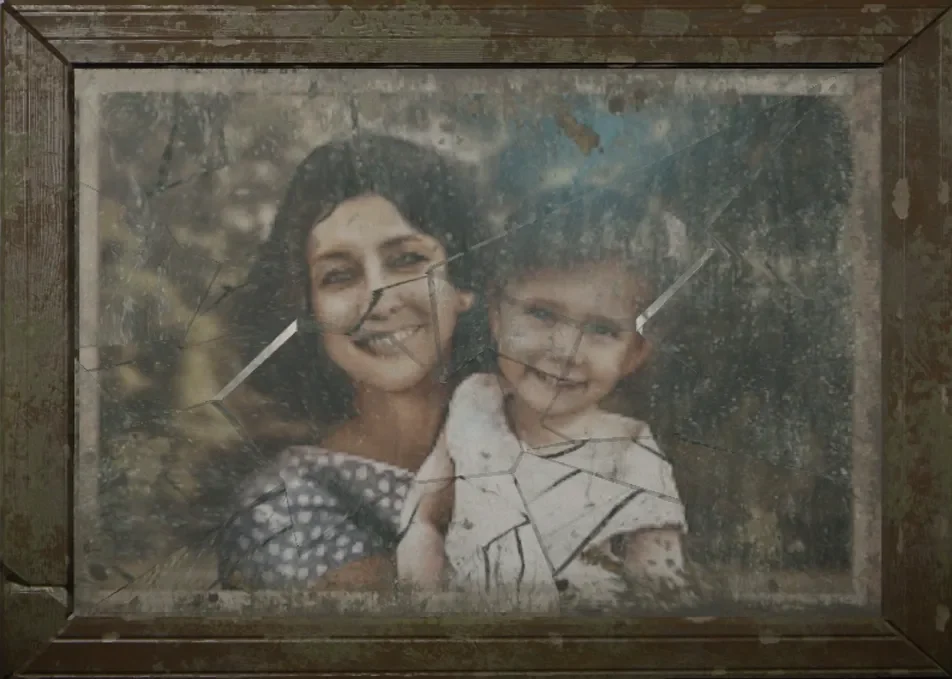 The framed photograph of Orlov's wife and daughter, dusty and cracked, Die Maschine, Call of Duty Black Ops Cold War Zombies