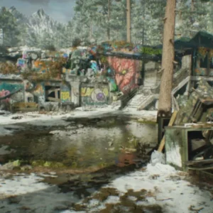 The Yard of Die Maschine, snow and graffiti walls, Black Ops Cold War Zombies