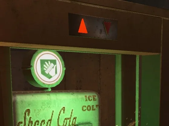 The direction lights above a perk elevator doorway, the up arrow lit in Die Rise, Call of Duty Black Ops II Zombies
