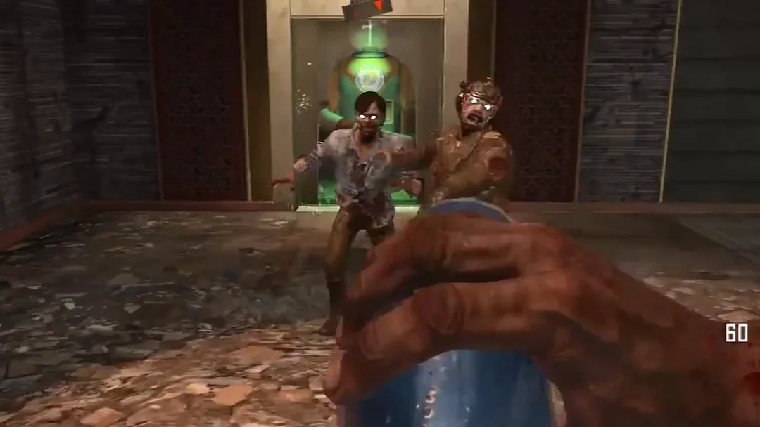 Drinking Who's Who in front of its elevator in Die Rise, Call of Duty Black Ops II Zombies