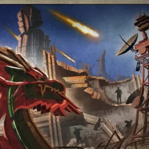 The dragon and the antenna tower among the ruined skyscrapers, Die Rise loading screen, Call of Duty Black Ops II Zombies