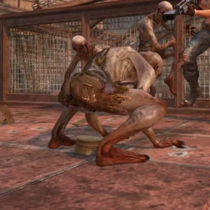 Jumping Jacks crouching around Misty on a rooftop in Die Rise, Call of Duty Black Ops II Zombies