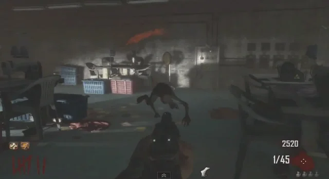 A Jumping Jack crawling across the power room in Die Rise, Call of Duty Black Ops II Zombies
