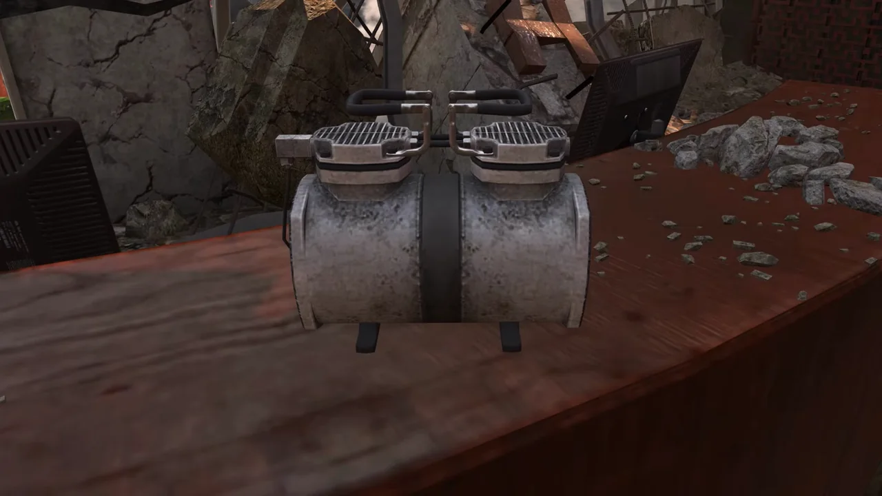 The motor, a Trample Steam part, on the lobby desk in Die Rise, Call of Duty Black Ops II Zombies