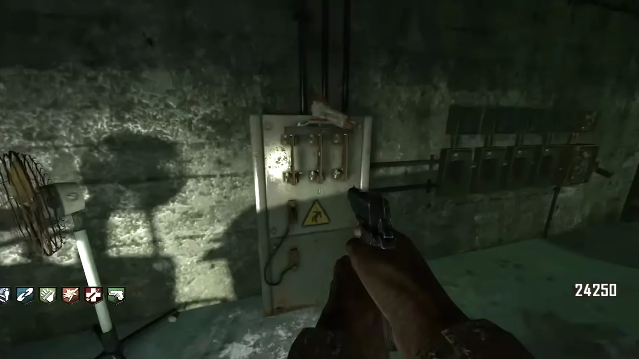 The power switch on the wall of the power room in Die Rise, Call of Duty Black Ops II Zombies