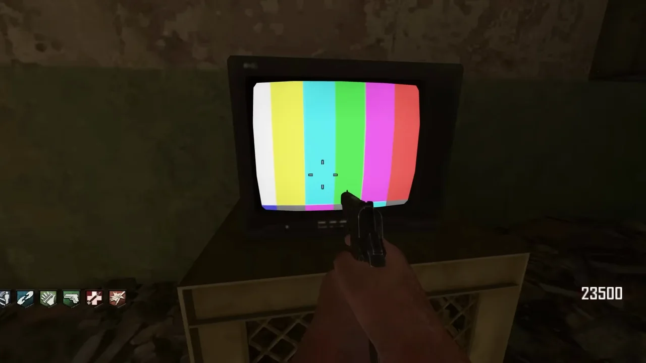A television showing colour bars, one of the transmissions in Die Rise, Call of Duty Black Ops II Zombies