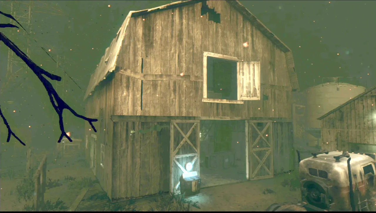 The big barn at the Farm, the Quick Revive light by its entrance in Farm, Call of Duty Black Ops II Zombies