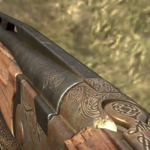 The Olympia double-barrel shotgun held in first person, Call of Duty Black Ops II Zombies